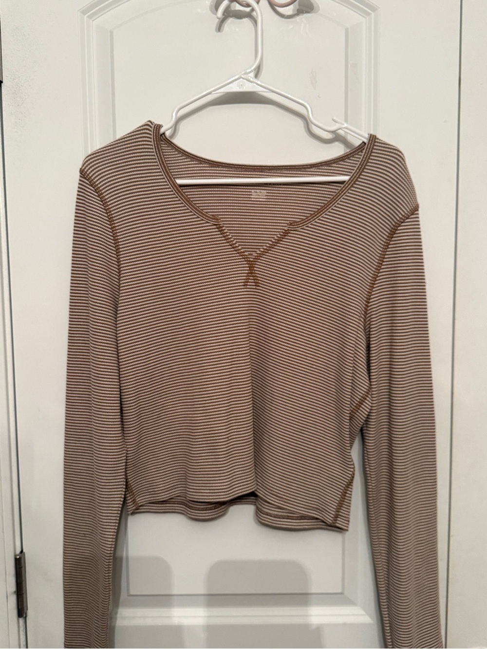 American Eagle Striped Crop Top Long Sleeve